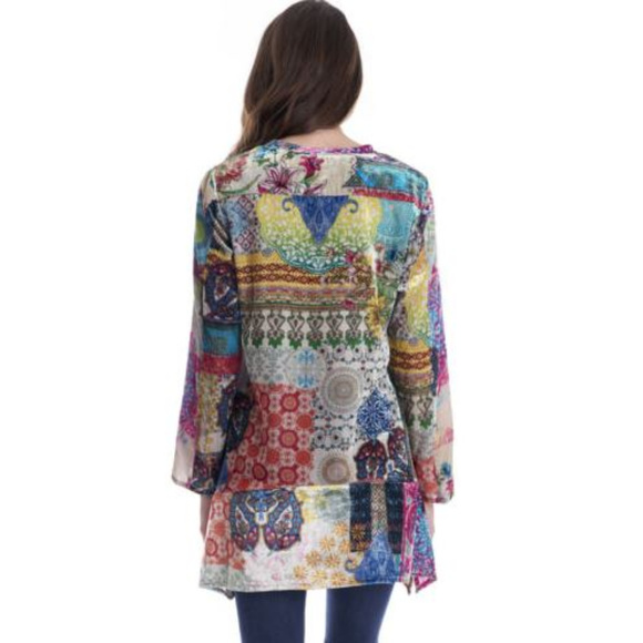 Johnny Was Gigi Velvet Tunic V Neck Long Sleeve - Picture 3 of 4